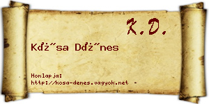 Kósa Dénes névjegykártya
