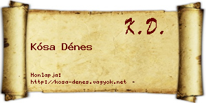 Kósa Dénes névjegykártya
